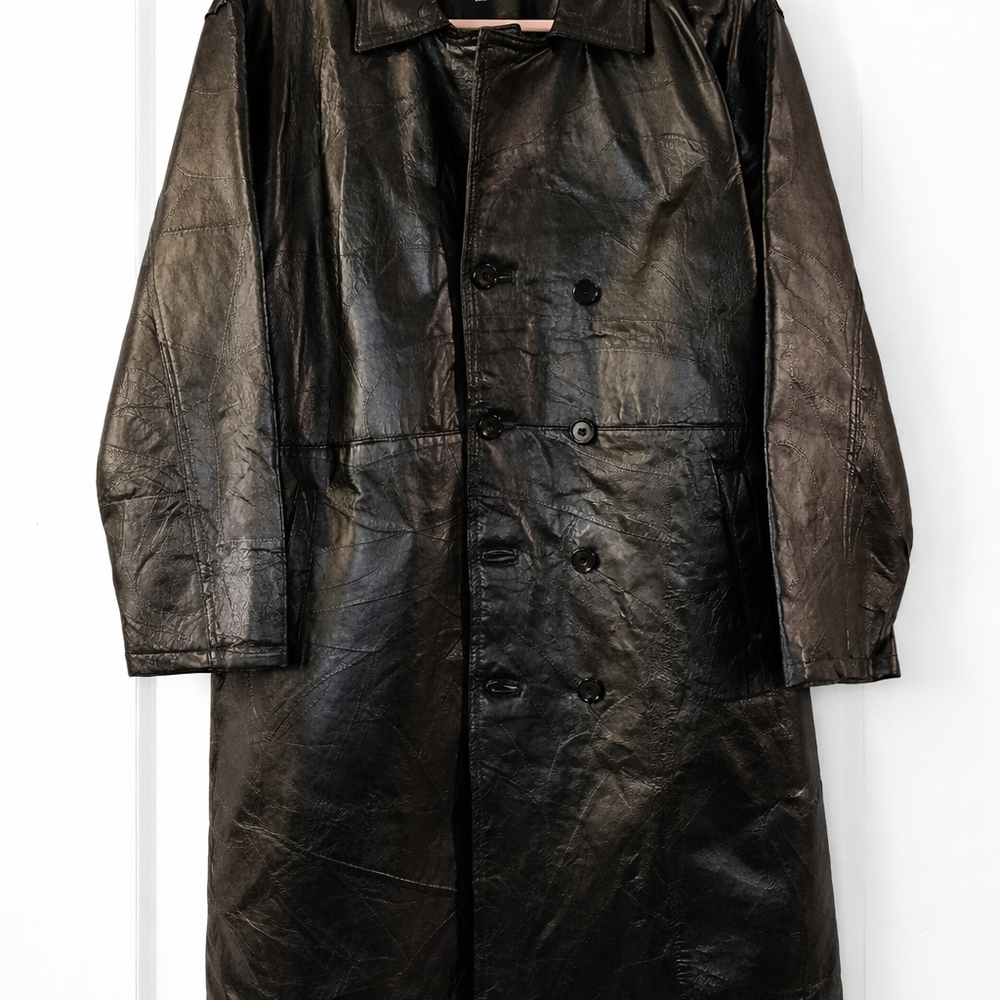 Vintage, Mens Navarre Leather Company- 100%Leather Trench Coat - XL